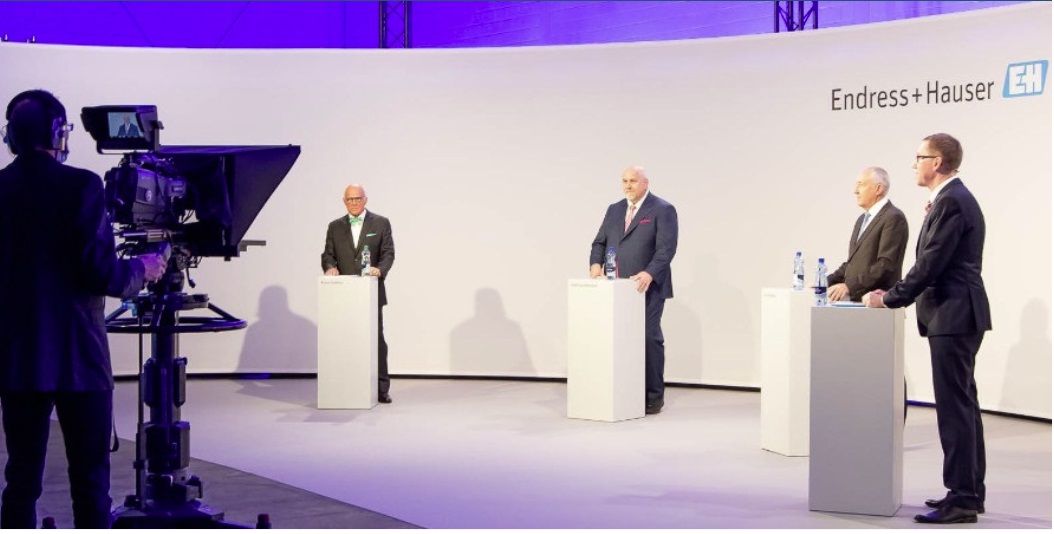 At the annual Endress+Hauser media conference, left to right, on April 4, was Dr. H.C. Klaus Endress, supervisory board; Matthias Altendorf, chief executive officer (CEO), Endress+Hauser Group; Dr. Luc Schultheiss, chief financial officer (CFO); and Martin Raab, head of public communication, Endress+Hauser Group Services AG. Courtesy: Endress+Hauser